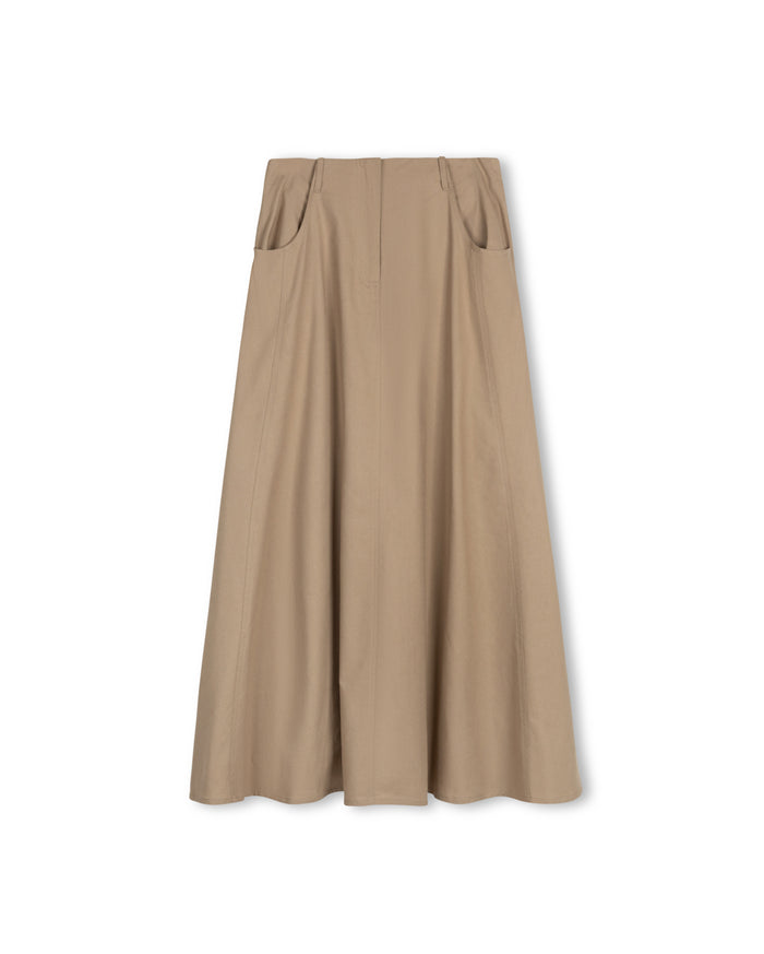 Linen Belted Maxi Skirt - Junees