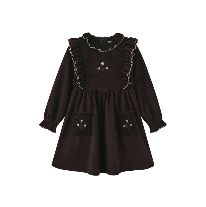Lino Ruffle Trim Dress