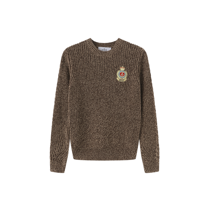 Marled Big Patch Knit Sweater