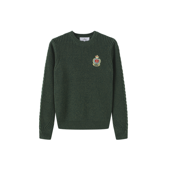 Marled Big Patch Knit Sweater