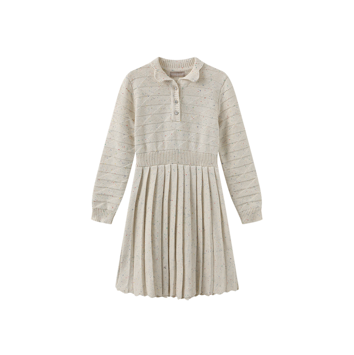 Marled Knit Scallop Trim Dress