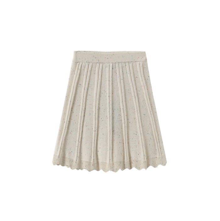 Marled Knit Scallop Trim Skirt