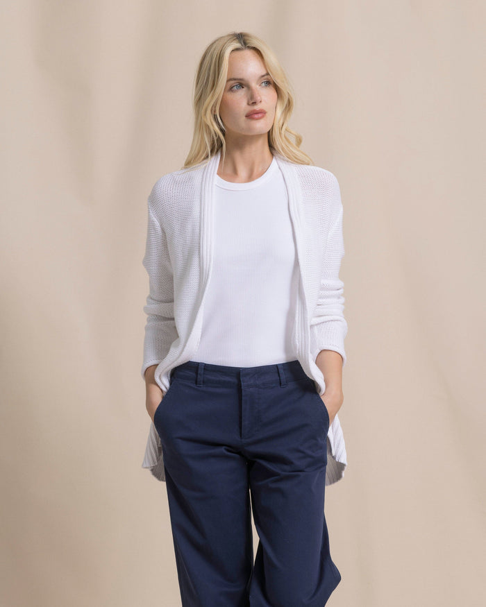 The front view of the Southern Tide Marren Cardigan by Southern Tide - Classic White