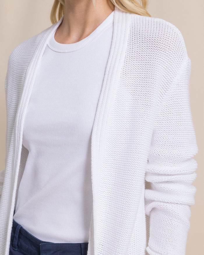 The detail view of the Southern Tide Marren Cardigan by Southern Tide - Classic White