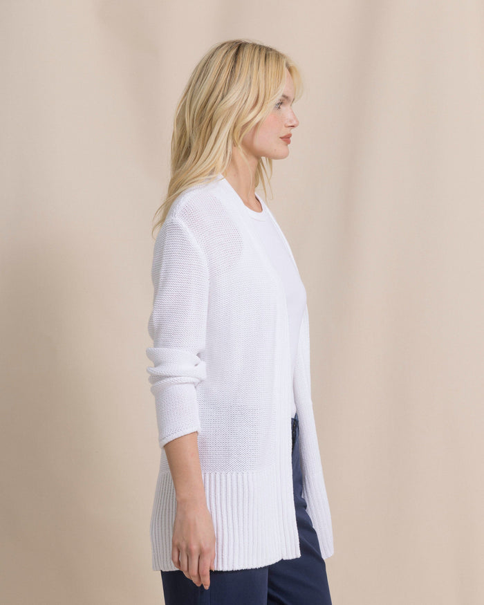 The side view of the Southern Tide Marren Cardigan by Southern Tide - Classic White