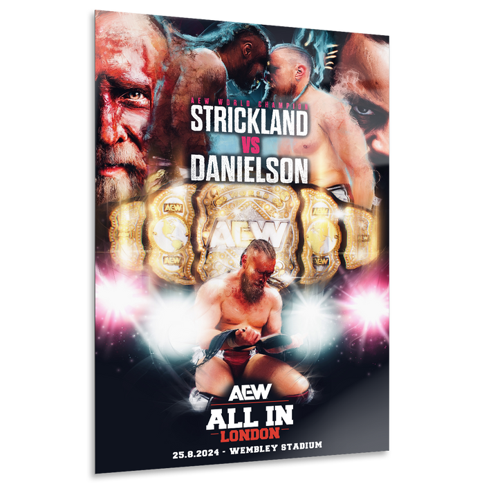 Matchup Monday - Swerve Strickland vs Bryan Danielson - AEW ALL IN 2024 12x18 High Gloss Metal Art Print (Only 10 Made)