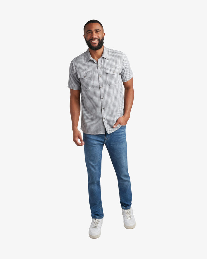 Men's Short Sleeve Check Polo - Gray