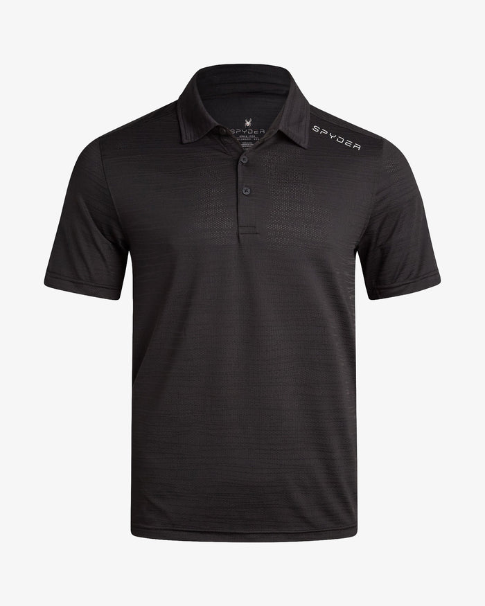 Men's Short Sleeve Jacquard Polo - Black