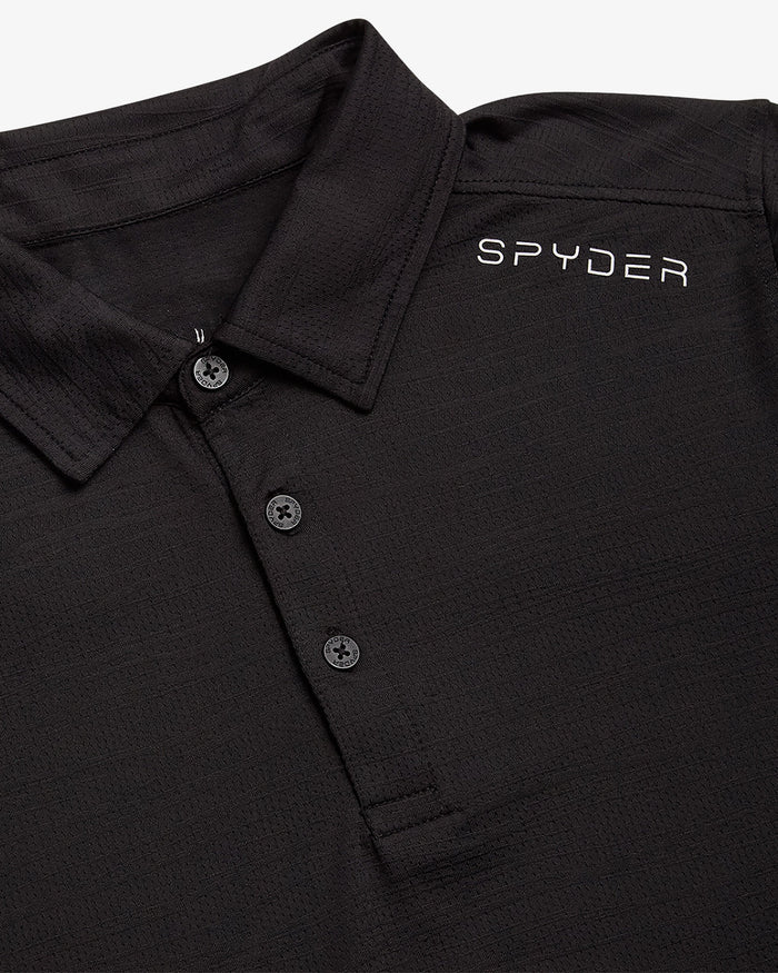 Men's Short Sleeve Jacquard Polo - Black