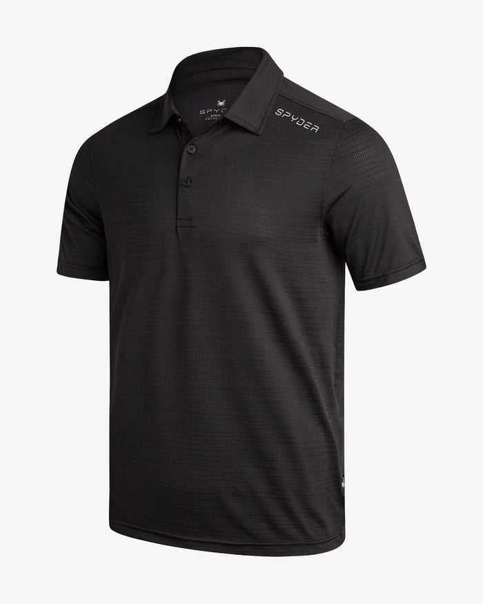 Men's Short Sleeve Jacquard Polo - Black