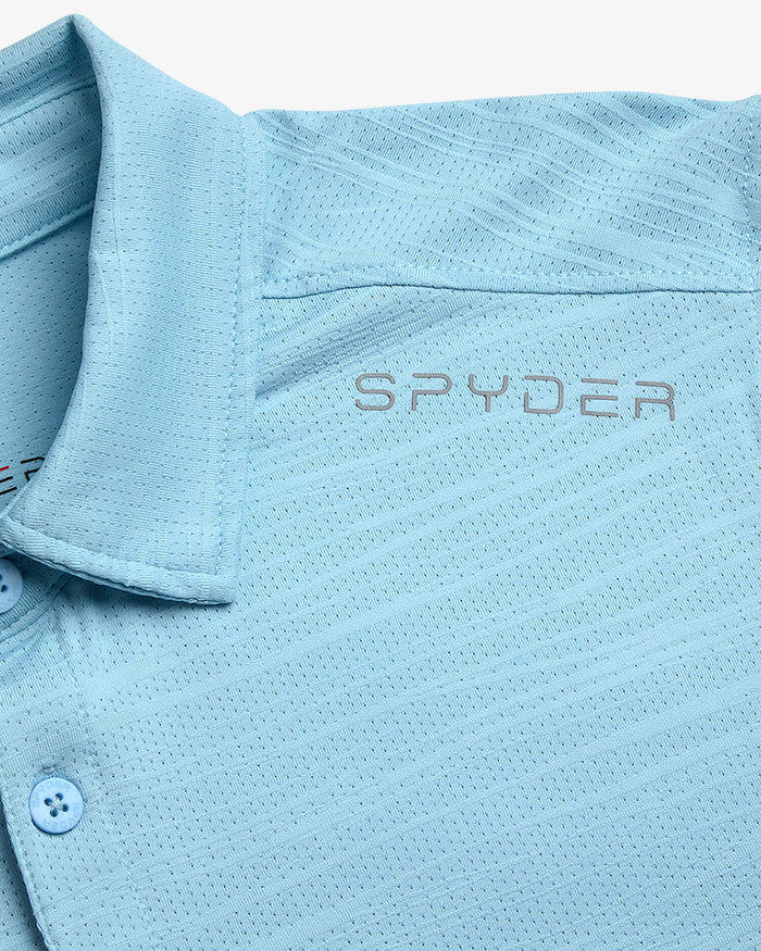 Men's Short Sleeve Jacquard Polo - Sky Blue