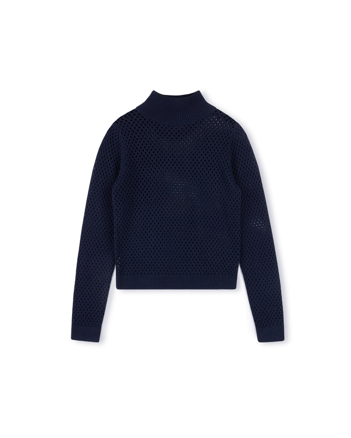 Mesh Mock Neck Knit Top - Junees