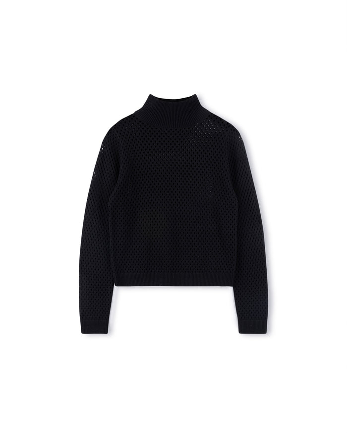 Mesh Mock Neck Knit Top - Junees