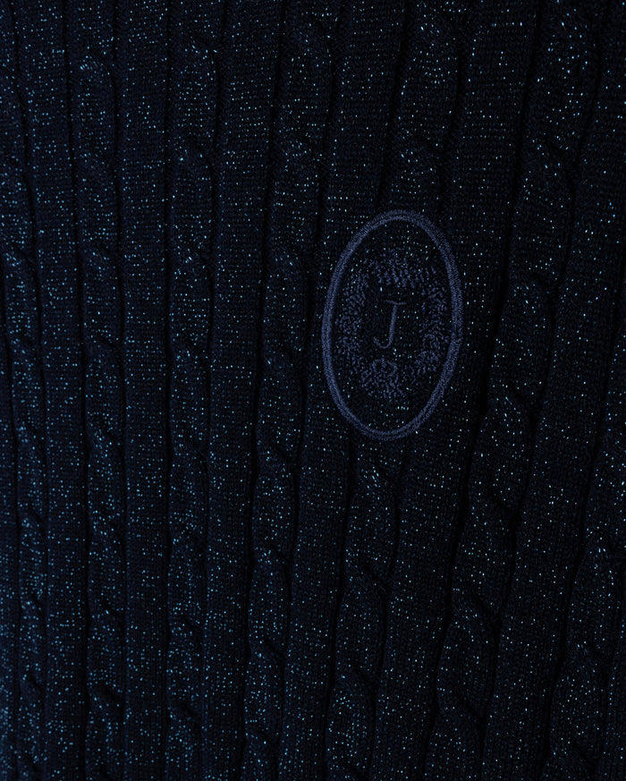 Metallic Cable Knit Crew Neck - Junees