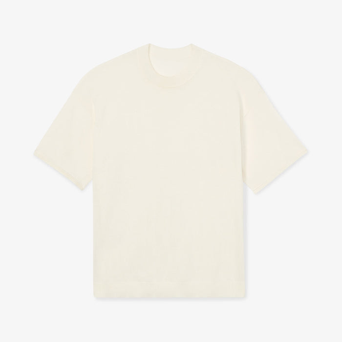 Packshot image of the mia top in silk jersey in cream