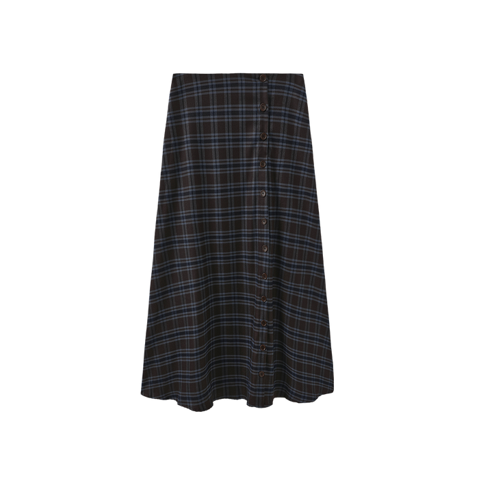 Midi Plaid Button Skirt