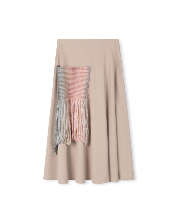 Misty - Stripe Knit Pocket Flare Skirt - Junees