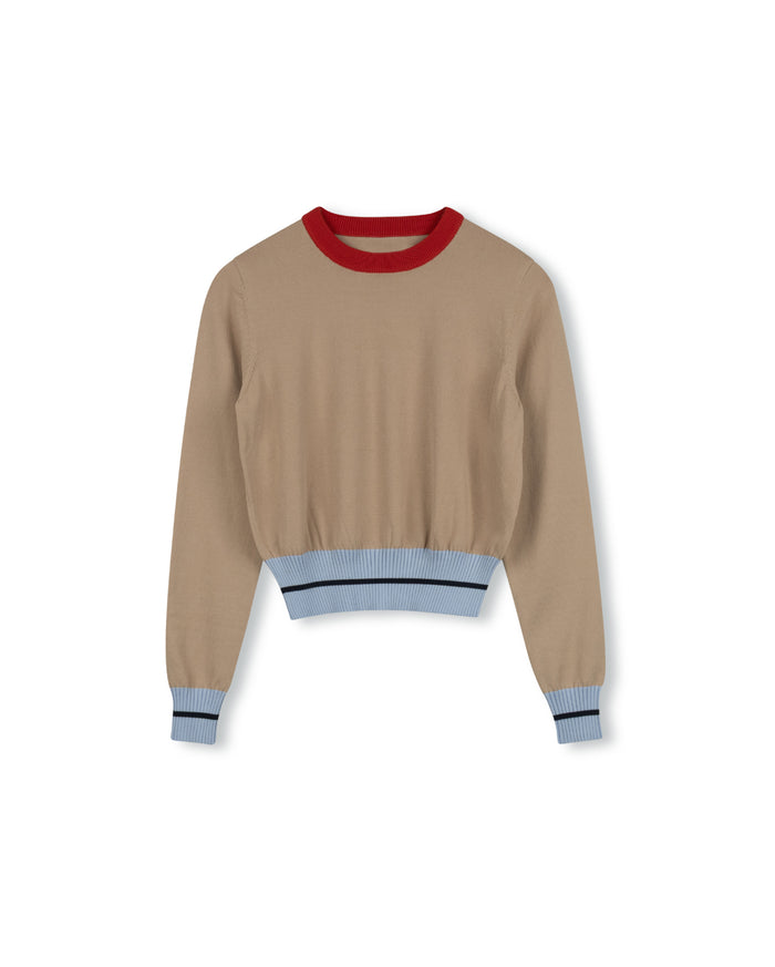 Multi Colored Crop Long Sleeve Sweater - Junees