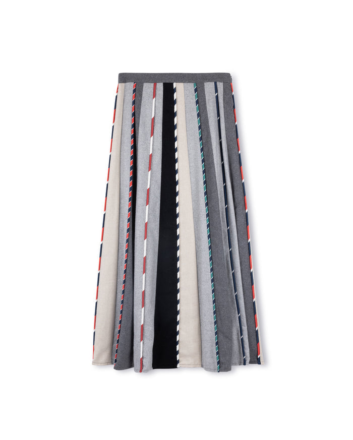 Multi Stripe Pleated Skirt - Junees
