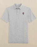 The front view of the Southern Tide NC State Wolf Head Driver Spacedye Polo by Southern Tide - Black