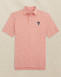 The front view of the Southern Tide NC State Wolf Head Driver Spacedye Polo by Southern Tide - Varsity Red