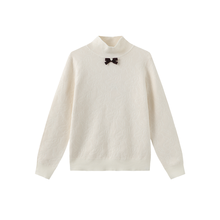 Neck Bow Knit Turtleneck