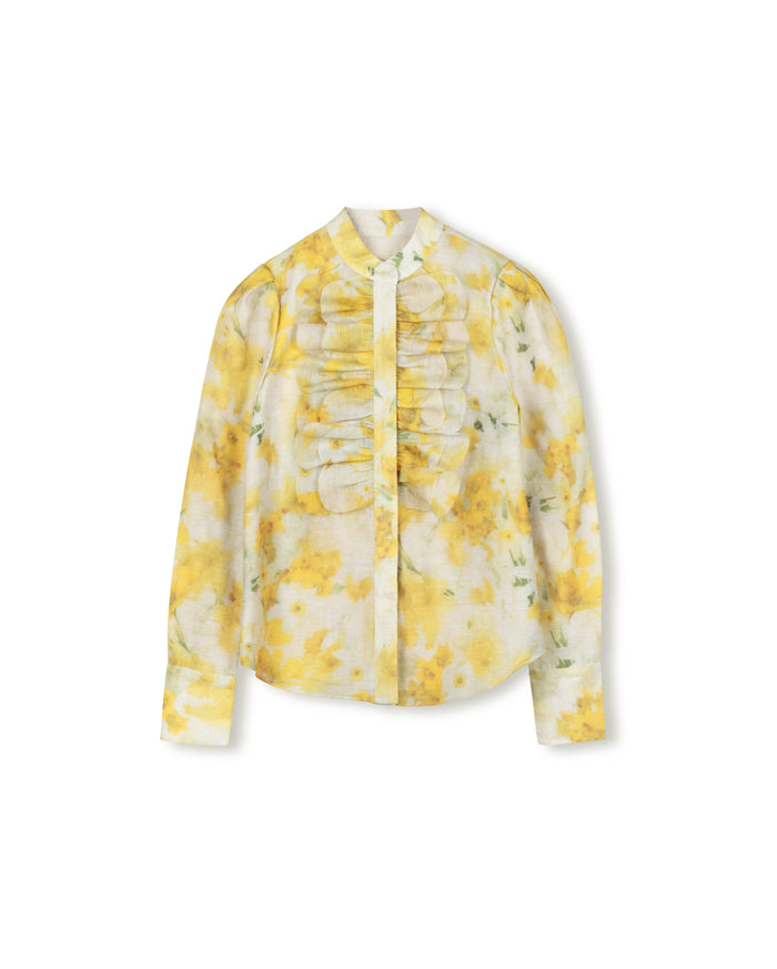 Organza Front Ruffle Blouse - Junees