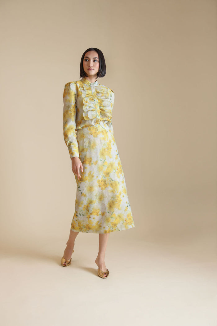 Organza Front Ruffle Blouse - Junees