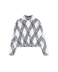 Oversized Knit Top With Graph Design - Junees
