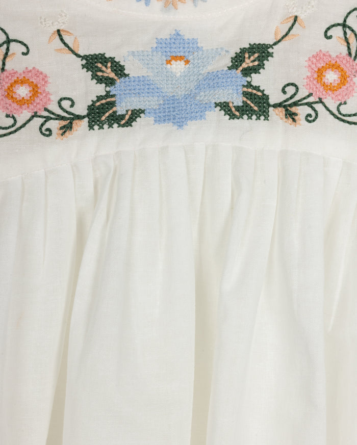 Pastel Embroidered Pleated Blouse - Junees