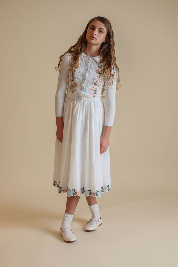 Pastel Embroidered Skirt - Junees