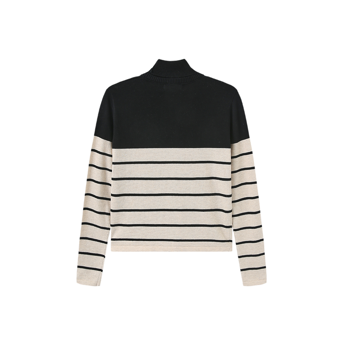 Patch Striped Knit Sweater
