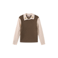 Pez Pointelle Contrast Knit Collared Sweater