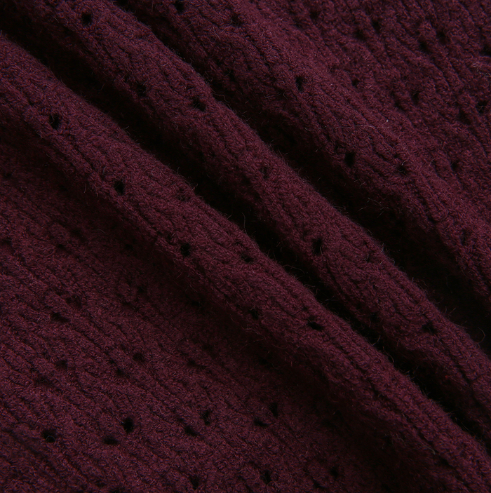 Pez Pointelle Contrast Knit Collared Sweater
