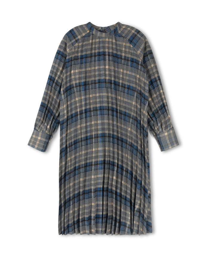Plaid Accordion Pleated Swing Dress