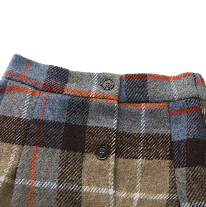 Plaid Button Wrap Skirt