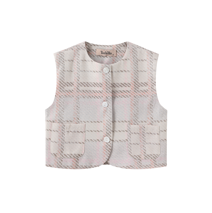 Plaid Printed Crewneck Vest