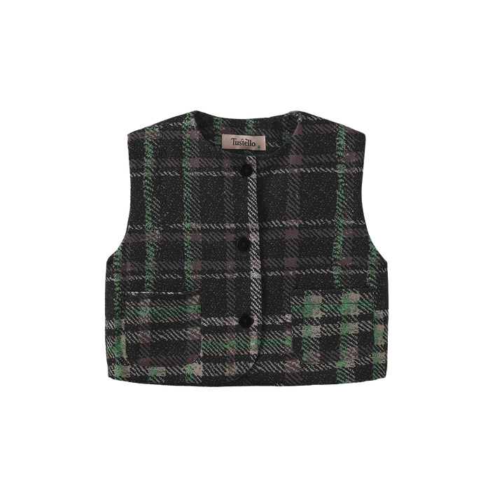 Plaid Printed Crewneck Vest