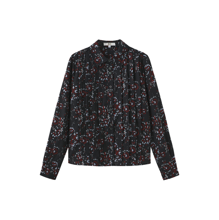 Pleated Double Button Blouse