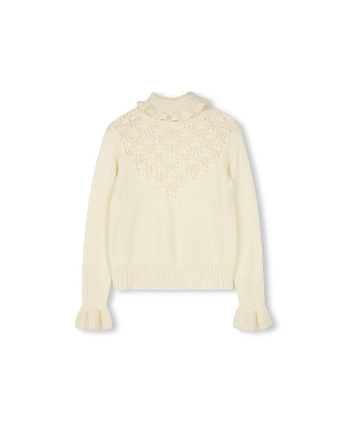 Pointelle Roll Neck Sweater