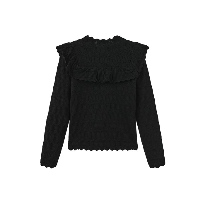 Pointelle Ruffle Sweater