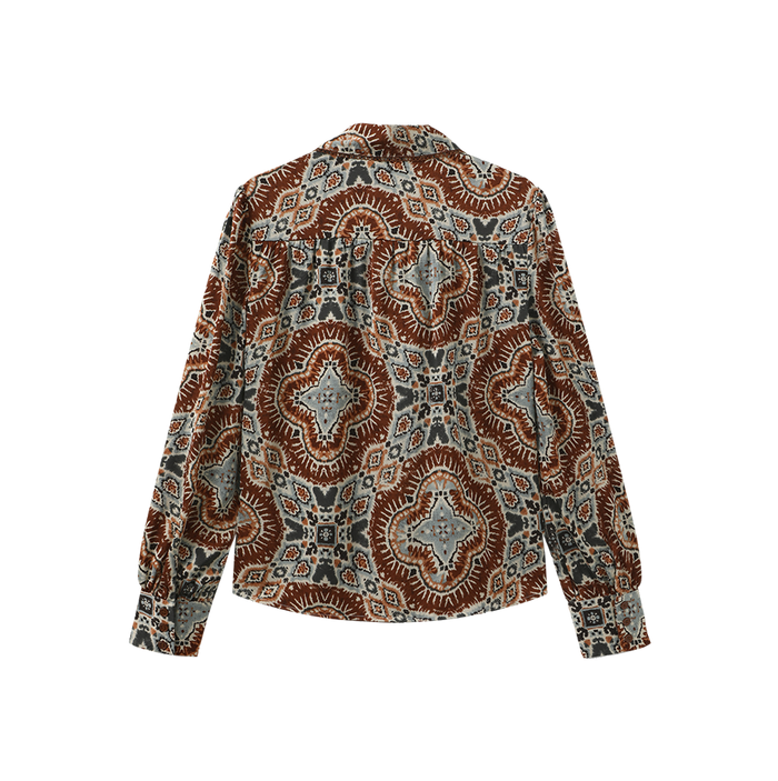 Printed Collar Detail Blouse