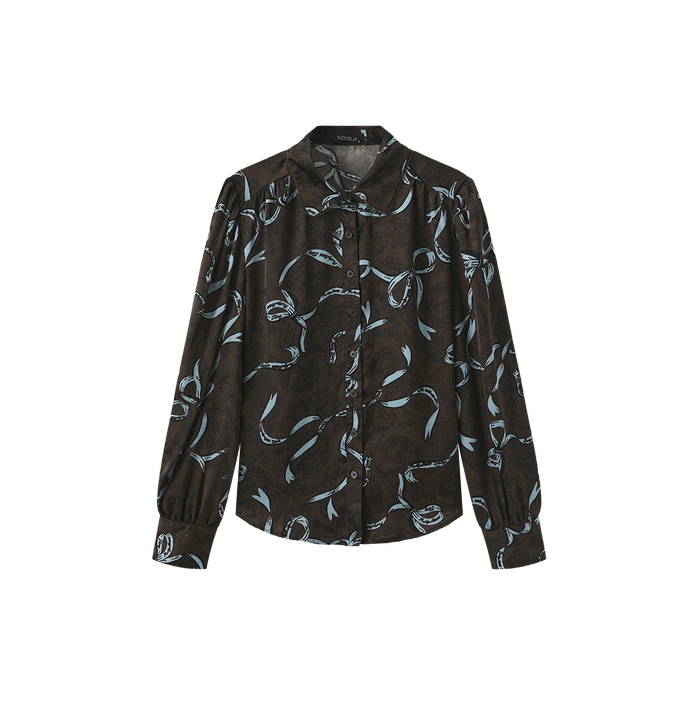 Printed Collar Detail Blouse