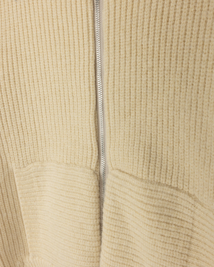 Puff Pocket Zip Up Sweater - Junees