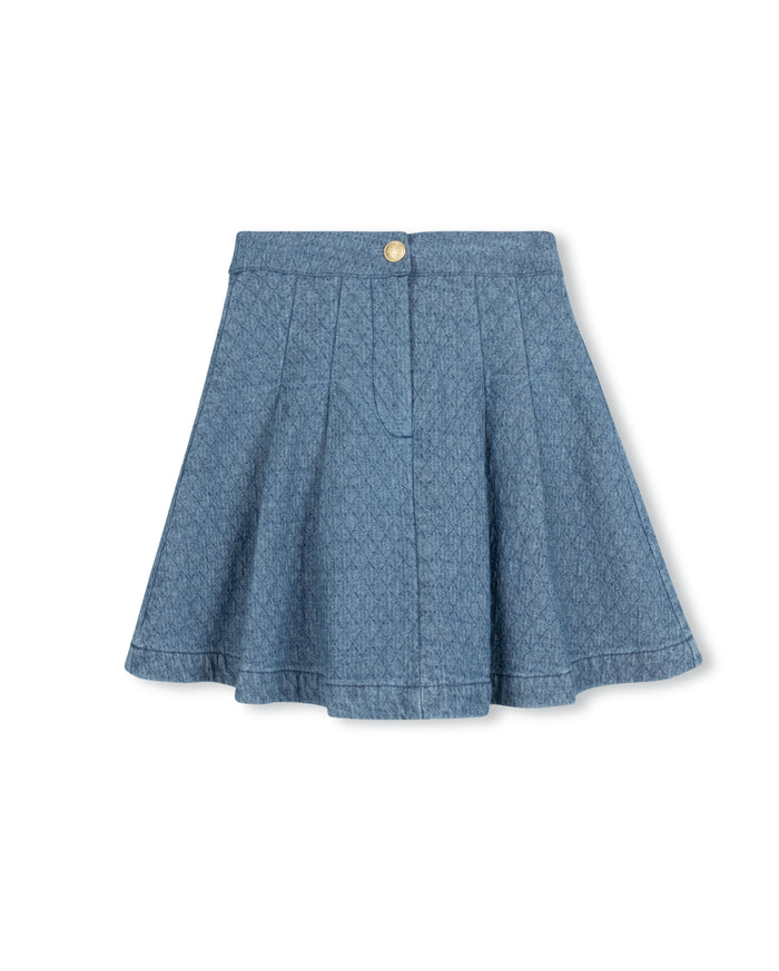 Puffed Denim A-line Skirt - Junees