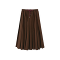 Pull String Midi Pleated Skirt