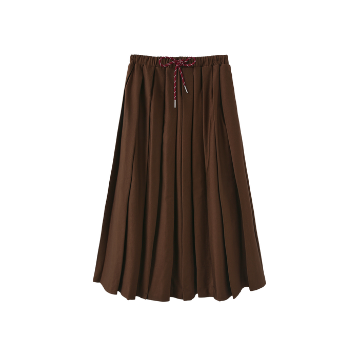 Pull String Midi Pleated Skirt