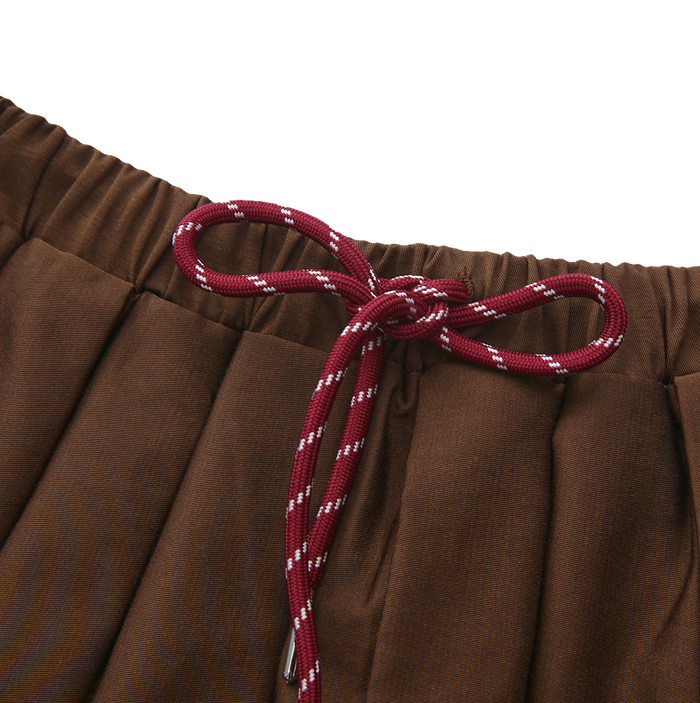 Pull String Midi Pleated Skirt