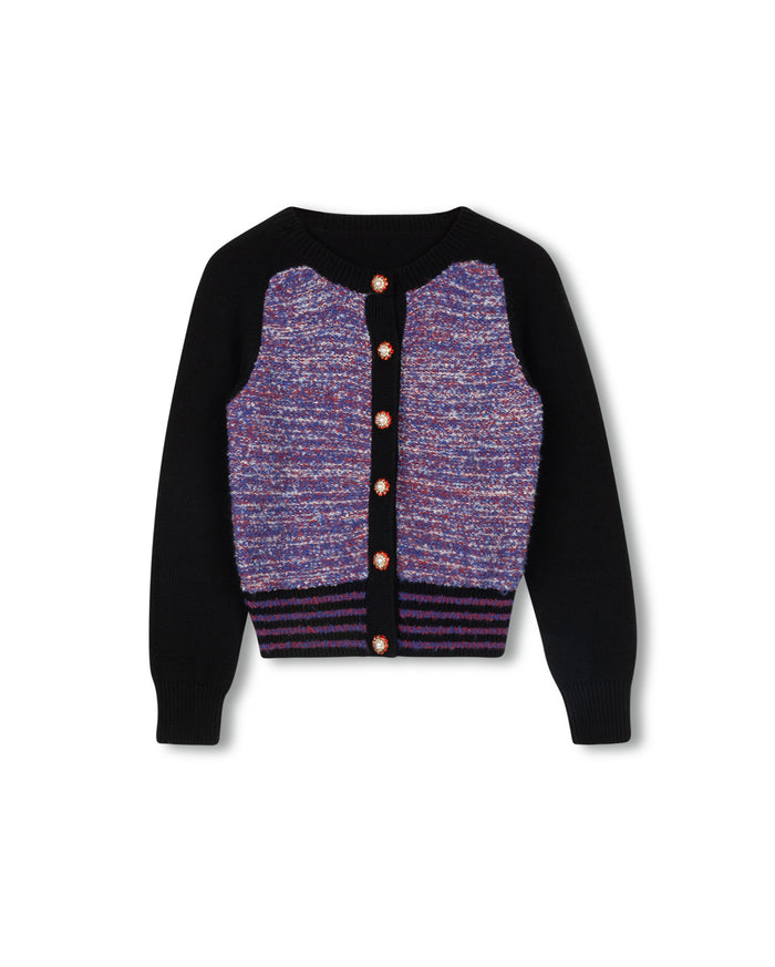 Rhinestone Button Knit Cardigan - Junees
