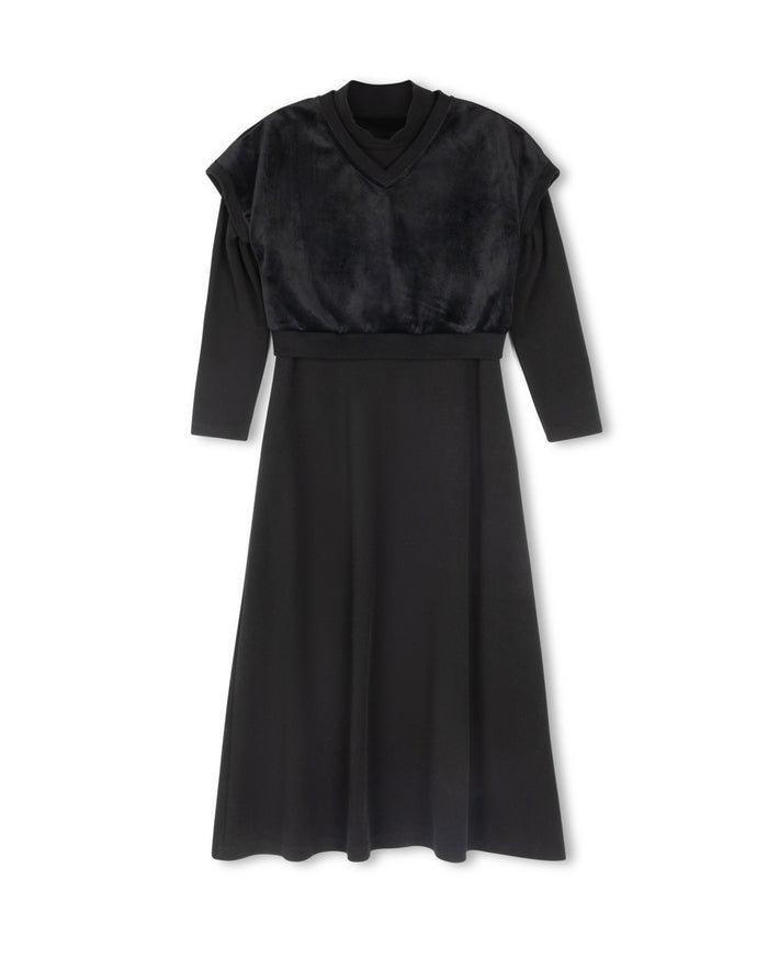 Ribbed Robe With Vest Overlay